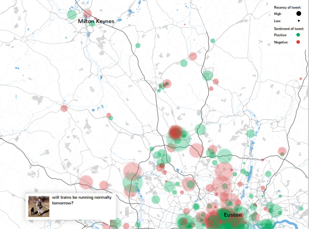 Sentiment mapping, feelings about public transport. &copy; commonroute.commonplace.is